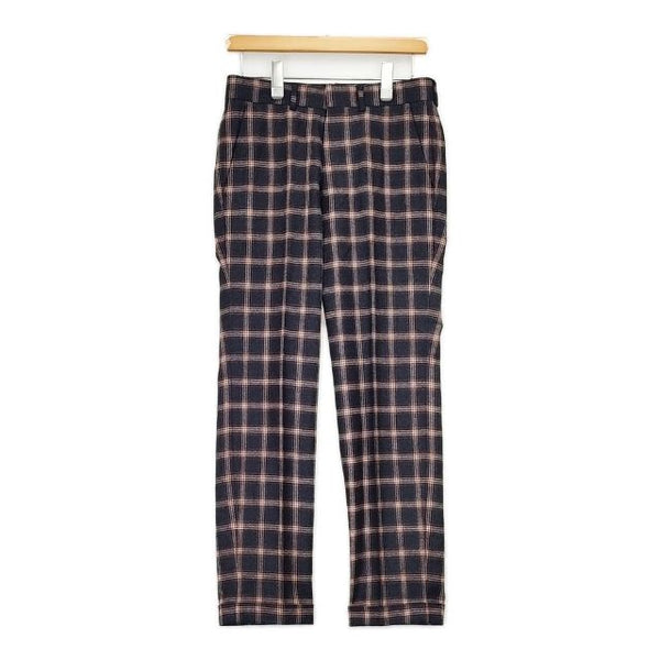 TOMORROWLAND/Loro Piana センタープレススラックス チェック ウールカシミヤシルク パンツ ネイビー レディース トゥモローランド/ロロピアーナ【中古】5-0913T∞