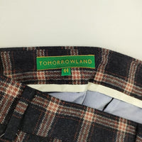 TOMORROWLAND/Loro Piana センタープレススラックス チェック ウールカシミヤシルク パンツ ネイビー レディース トゥモローランド/ロロピアーナ【中古】5-0913T∞