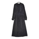 SHIPS ドット柄 シャーリングバックタイワンピース 314-55-0535 ドレス ワンピース ブラック レディース シップス【中古】5-0915M∞