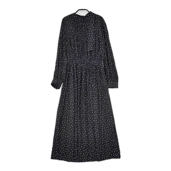 SHIPS ドット柄 シャーリングバックタイワンピース 314-55-0535 ドレス ワンピース ブラック レディース シップス【中古】5-0915M∞