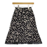 Sonia Rykiel ドット 裾レース スカート ブラック ホワイト レディース ソニアリキエル【中古】5-0601M∞