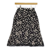 Sonia Rykiel ドット 裾レース スカート ブラック ホワイト レディース ソニアリキエル【中古】5-0601M∞