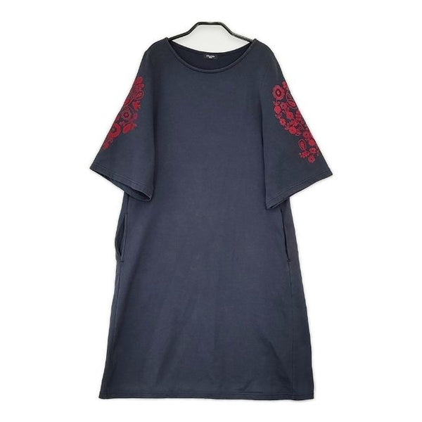 marble sud フロッキープリント 半袖 ワンピース ネイビー レディース マーブルシュッド【中古】5-0601S∞
