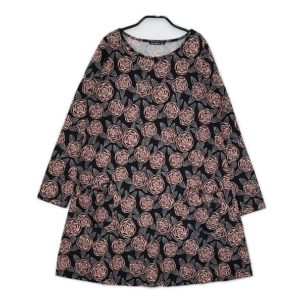 marimekko Rosa サイズS 長袖 ワンピース ブラック ピンク レディース マリメッコ【中古】5-0601M∞