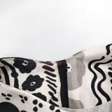 marimekko SIRO コットン フレンチスリーブ ワンピース ホワイト ブラック レディース マリメッコ【中古】5-0607S∞