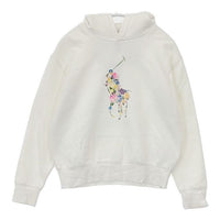 POLO RALPH LAUREN 花柄ポロロゴ L/G 12-14 キッズサイズ 裏起毛 パーカー ホワイト レディース ポロ・ラルフローレン【中古】5-0915T∞