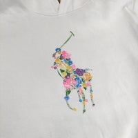 POLO RALPH LAUREN 花柄ポロロゴ L/G 12-14 キッズサイズ 裏起毛 パーカー ホワイト レディース ポロ・ラルフローレン【中古】5-0915T∞