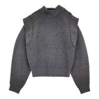 ISABEL MARANT 21A0361 36 ウールカシミヤ モックネック 肩ボタン セーター ニット チャコールグレー レディース イザベルマラン【中古】5-0905T♪