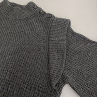 ISABEL MARANT 21A0361 36 ウールカシミヤ モックネック 肩ボタン セーター ニット チャコールグレー レディース イザベルマラン【中古】5-0905T♪