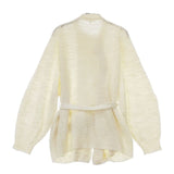 BLAMINK リネンシルクベルテッドニット カーディガン アイボリー レディース ブラミンク【中古】5-0601M∞