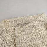 BLAMINK リネンシルクベルテッドニット カーディガン アイボリー レディース ブラミンク【中古】5-0601M∞