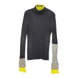 ENFOLD HIGH NECK RIB BI COLOR PULLOVER 300HS170-0260 定価24200円 ニット 24SS Cグレー イエロー レディース エンフォルド【中古】5-0415T♪