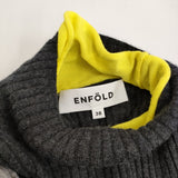ENFOLD HIGH NECK RIB BI COLOR PULLOVER 300HS170-0260 定価24200円 ニット 24SS Cグレー イエロー レディース エンフォルド【中古】5-0415T♪