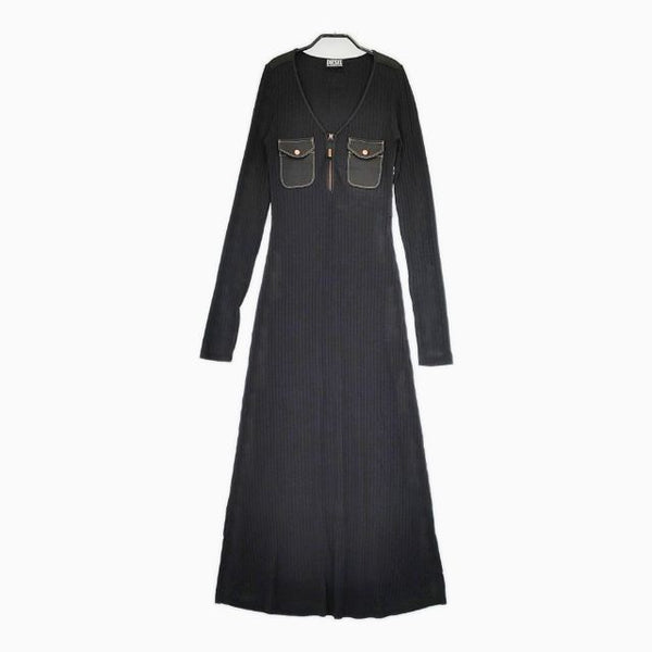 DIESEL D-BORDY-LONG リブニットワンピース A06209 ワンピース ブラック レディース ディーゼル【中古】5-0907M∞