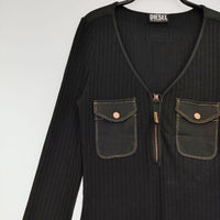 DIESEL D-BORDY-LONG リブニットワンピース A06209 ワンピース ブラック レディース ディーゼル【中古】5-0907M∞