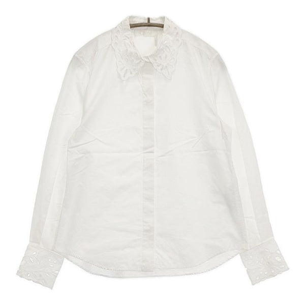 Chloe カットワーク レース 長袖 比翼ボタン ブラウス シャツ ホワイト レディース クロエ【中古】5-0921M∞