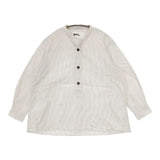 MHL. 595-0153502 COMPACT COTTON STRIPE ストライプ プルオーバー 長袖シャツ オフホワイト ベージュ レディース エムエイチエル【中古】5-0907M∞