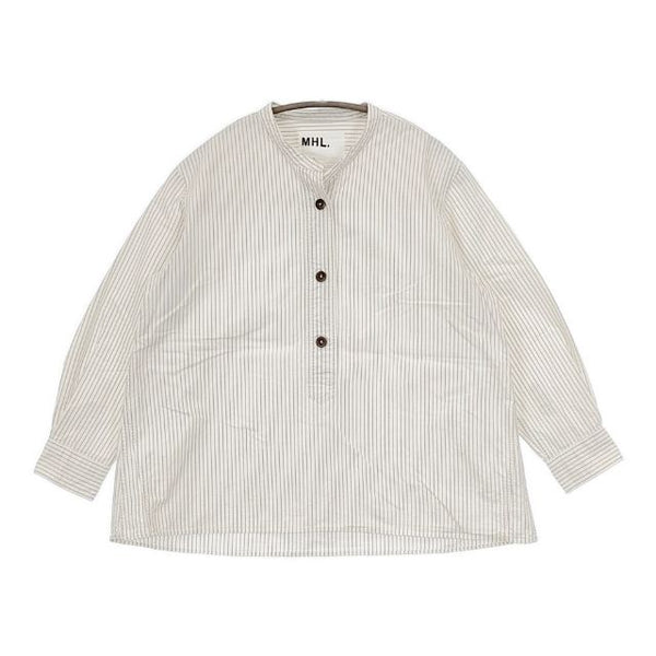 MHL. 595-0153502 COMPACT COTTON STRIPE ストライプ プルオーバー 長袖シャツ オフホワイト ベージュ レディース エムエイチエル【中古】5-0907M∞