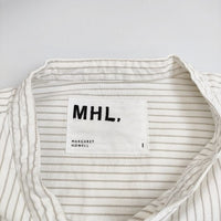 MHL. 595-0153502 COMPACT COTTON STRIPE ストライプ プルオーバー 長袖シャツ オフホワイト ベージュ レディース エムエイチエル【中古】5-0907M∞