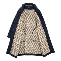 a piece of Library キルティング 刺し子 ショールカラー コート ネイビー レディース アピースオブライブラリー【中古】5-0920T♪