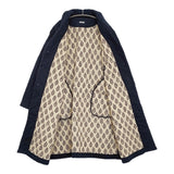 a piece of Library キルティング 刺し子 ショールカラー コート ネイビー レディース アピースオブライブラリー【中古】5-0920T♪