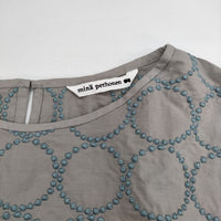 mina perhonen tambourine 刺繍 ts1691 サイズ40 フレンチスリーブ ブラウス シャツ グレー レディース ミナペルホネン【中古】5-0604S∞