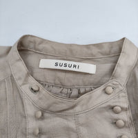 susuri ラミーリネン ペブルドレス 23-216 定価52800円 ワンピース 23SS ベージュ レディース ススリ【中古】5-0616M∞