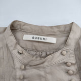 susuri ラミーリネン ペブルドレス 23-216 定価52800円 ワンピース 23SS ベージュ レディース ススリ【中古】5-0616M∞