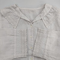 nest Robe リネンエンブロイダリーレースブラウス 01241-1007 刺繍 ブラウス シャツ 24SS オフホワイト レディース ネストローブ【中古】5-0616M∞