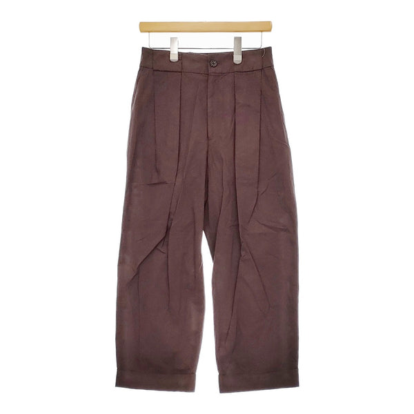MARGARET HOWELL 578-4143011 サイズ2 コットンシルク 2タック パンツ 24SS ブラウン レディース マーガレットハウエル【中古】5-0415M♪