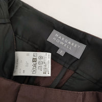 MARGARET HOWELL 578-4143011 サイズ2 コットンシルク 2タック パンツ 24SS ブラウン レディース マーガレットハウエル【中古】5-0415M♪