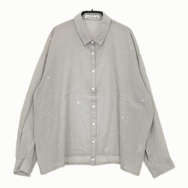 mina perhonen loysa acs1306 サイズ40 定価41800円 ブラウス シャツ 24SS グレー レディース ミナペルホネン【中古】5-0415M♪