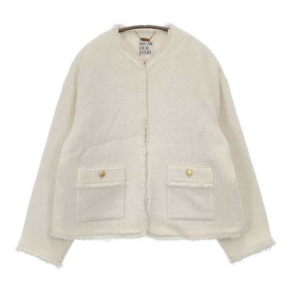 MICA & DEAL ツイード 定価41800円 0122305219 ノーカラージャケット 22AW オフホワイト レディース マイカ＆ディール【中古】5-1026T∞