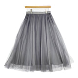 Leilian サイズ11 チュール ギャザー ロングスカート グレー レディース レリアン【中古】5-0710M♪