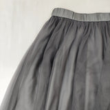 Leilian サイズ11 チュール ギャザー ロングスカート グレー レディース レリアン【中古】5-0710M♪