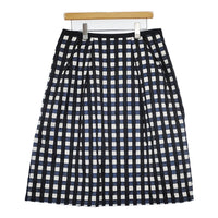 TRANS WORK U3S14-346-28 サイズ46 チェック スカート ネイビー ホワイト レディース トランスワーク【中古】5-0710M♪