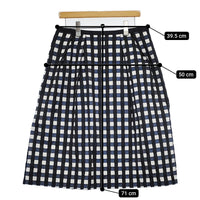 TRANS WORK U3S14-346-28 サイズ46 チェック スカート ネイビー ホワイト レディース トランスワーク【中古】5-0710M♪