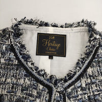 23区 Heritage Classic Collection JULES TOURNIER ツイード ノーカラージャケット ネイビー ホワイト レディース 23区【中古】5-0917T∞