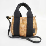 VIOLAd'ORO 2WAYショルダーバッグ かご トートバッグ ベージュ ブラック レディース ヴィオラドーロ【中古】5-0924G∞