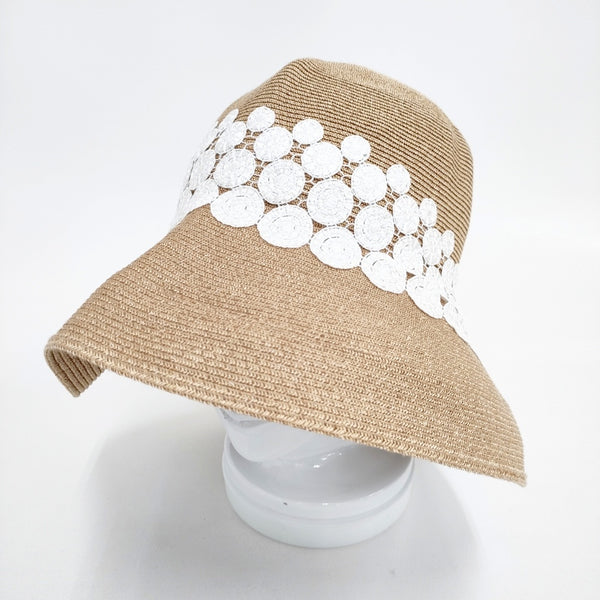 Athena New York ペーパーハット レース ハット ベージュ レディース アシーナニューヨーク【中古】5-0825M◎