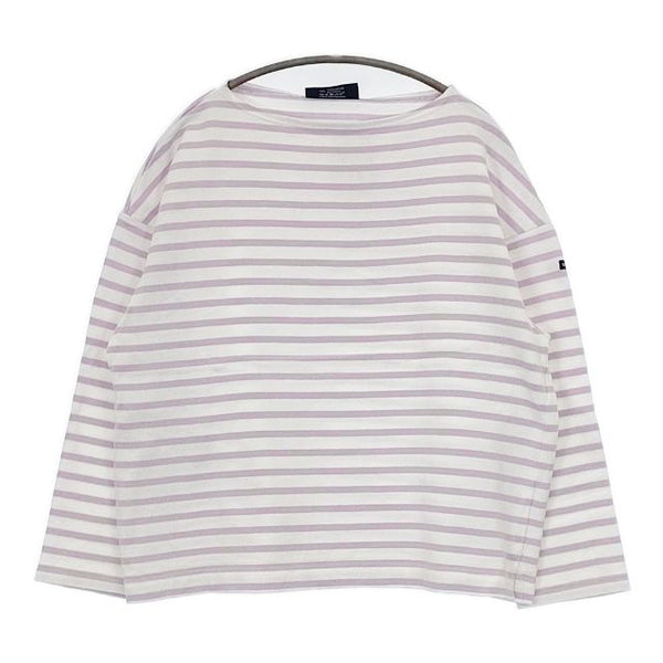 SAINT JAMES ウェッソン バスクシャツ ワイド T3 長袖Ｔシャツ カットソー ロンＴ ホワイト パープル レディース セントジェームス【中古】5-0907M∞