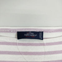 SAINT JAMES ウェッソン バスクシャツ ワイド T3 長袖Ｔシャツ カットソー ロンＴ ホワイト パープル レディース セントジェームス【中古】5-0907M∞
