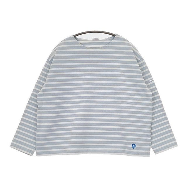 ORCIVAL バスクシャツ ワイド ボーダー 長袖Ｔシャツ カットソー ロンＴ ライトブルー オフホワイト レディース オーシバル/オーチバル【中古】5-0907M∞