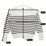 IENA ボーダー プルオーバー 長袖 コットン セーター ニット ホワイト ブラック レディース イエナ【中古】5-0604M∞