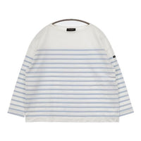 Le Minor バスクシャツ ワイド 長袖Ｔシャツ カットソー ロンＴ ホワイト ライトブルー レディース ルミノア【中古】5-0907M∞