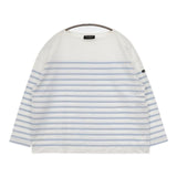 Le Minor バスクシャツ ワイド 長袖Ｔシャツ カットソー ロンＴ ホワイト ライトブルー レディース ルミノア【中古】5-0907M∞