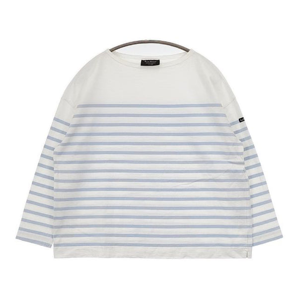 Le Minor バスクシャツ ワイド 長袖Ｔシャツ カットソー ロンＴ ホワイト ライトブルー レディース ルミノア【中古】5-0907M∞