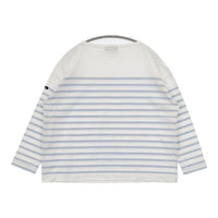 Le Minor バスクシャツ ワイド 長袖Ｔシャツ カットソー ロンＴ ホワイト ライトブルー レディース ルミノア【中古】5-0907M∞