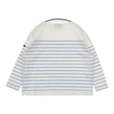 Le Minor バスクシャツ ワイド 長袖Ｔシャツ カットソー ロンＴ ホワイト ライトブルー レディース ルミノア【中古】5-0907M∞