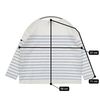 Le Minor バスクシャツ ワイド 長袖Ｔシャツ カットソー ロンＴ ホワイト ライトブルー レディース ルミノア【中古】5-0907M∞